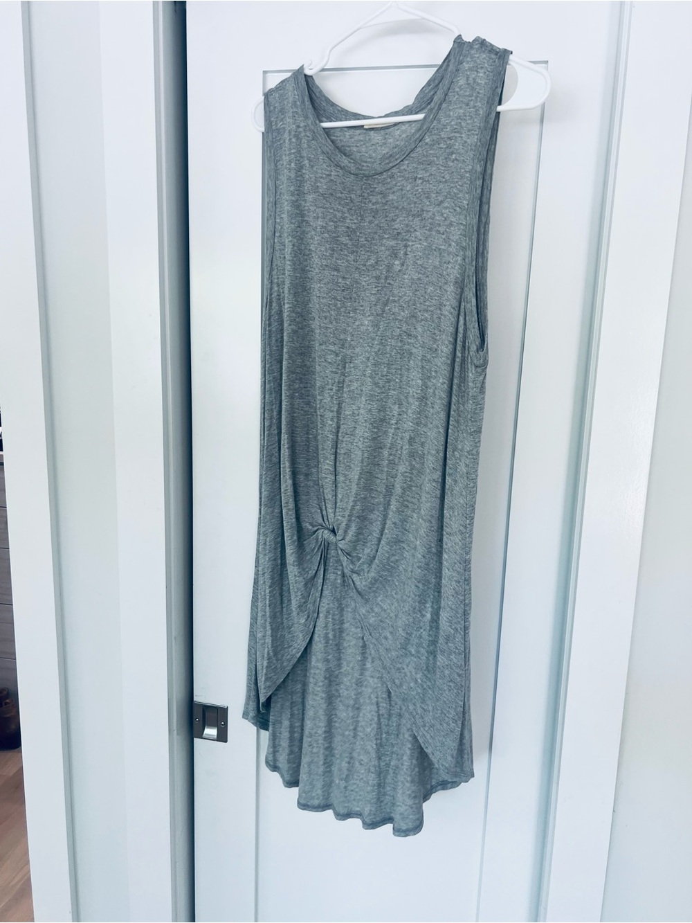 Lush Grey Twist-Front Sleeveless Tank